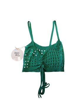 Princess Polly Emerald Green Crochet Tie-Front Crop Top